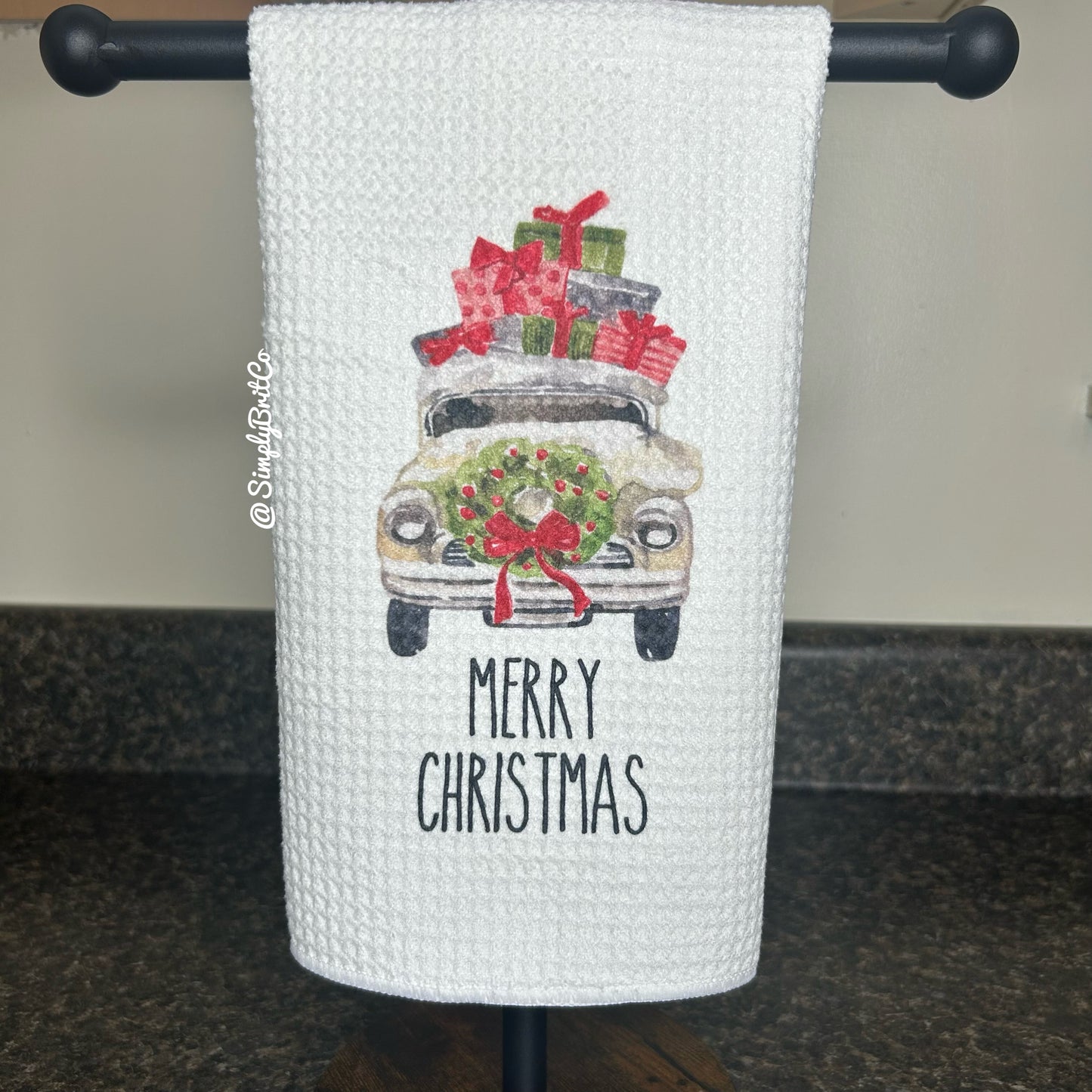 Merry Christmas Truck Kitchen Towel