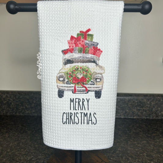 Merry Christmas Truck Kitchen Towel