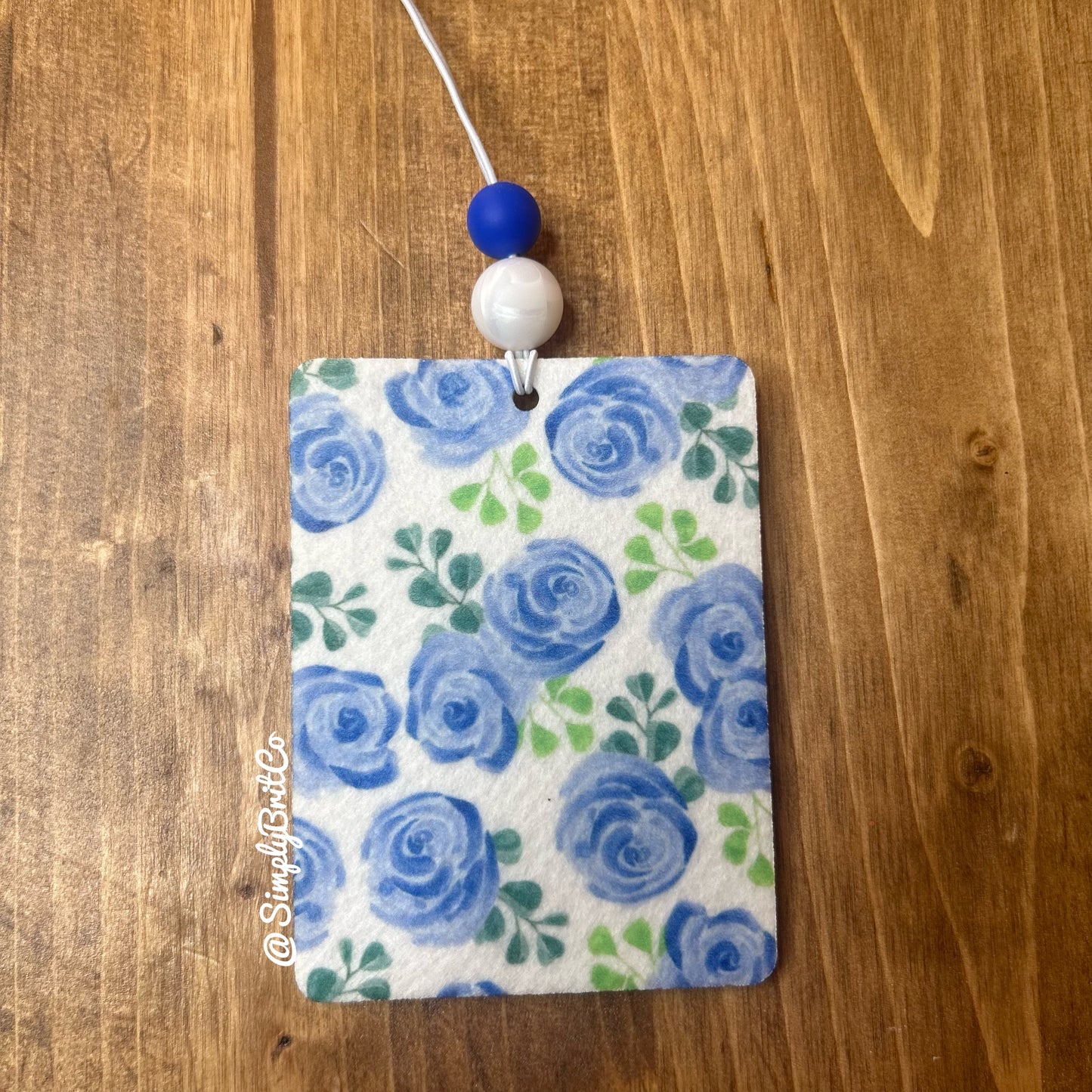 Blue Floral Freshie and Car Coaster
