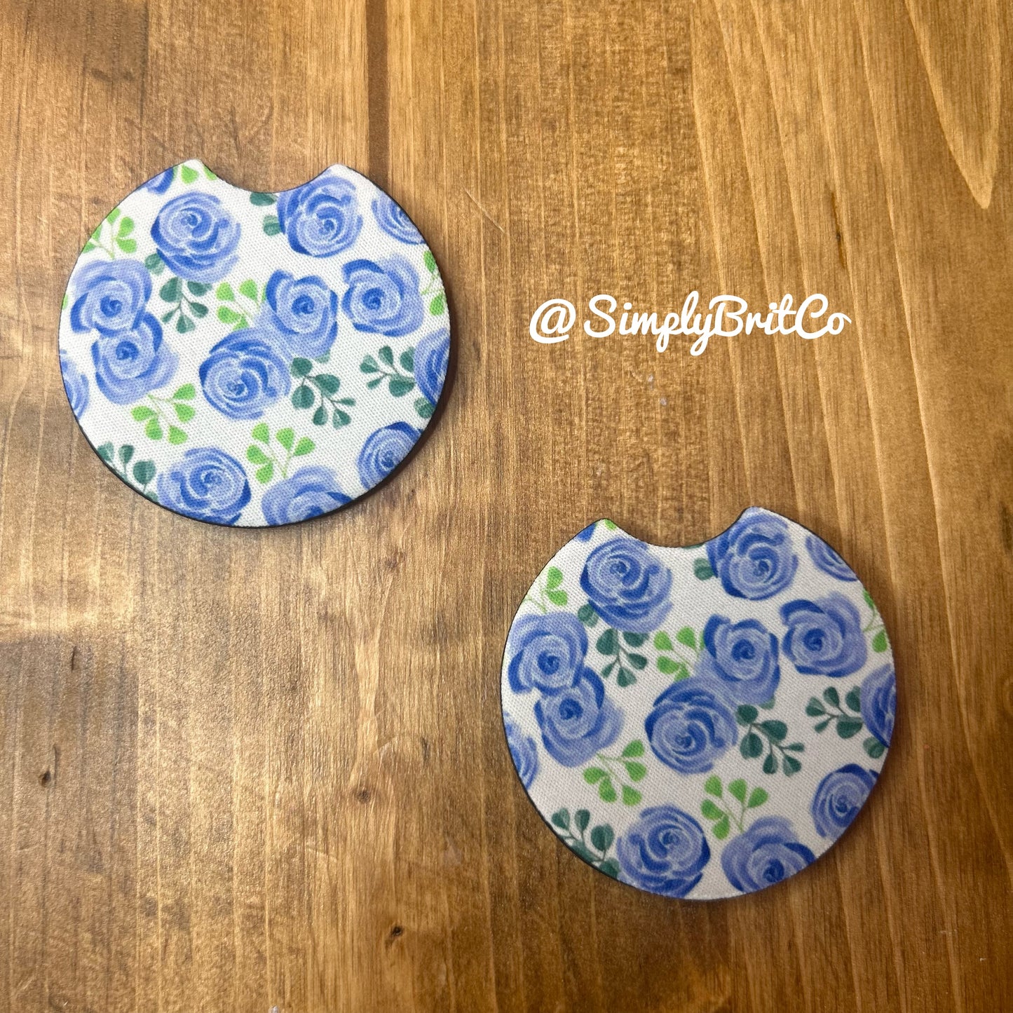 Blue Floral Freshie and Car Coaster