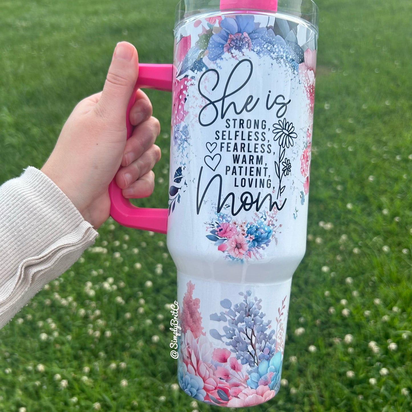 She is Mom Floral 40oz Tumbler
