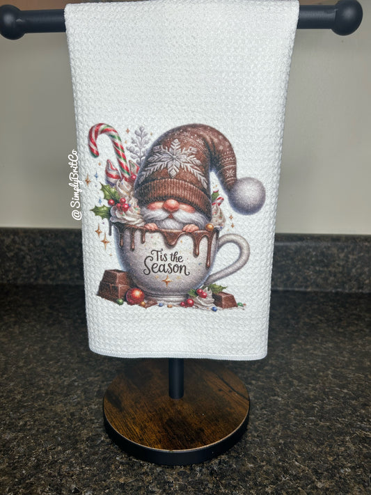 Tis The Season Gnome Cup Christmas Kitchen Towel
