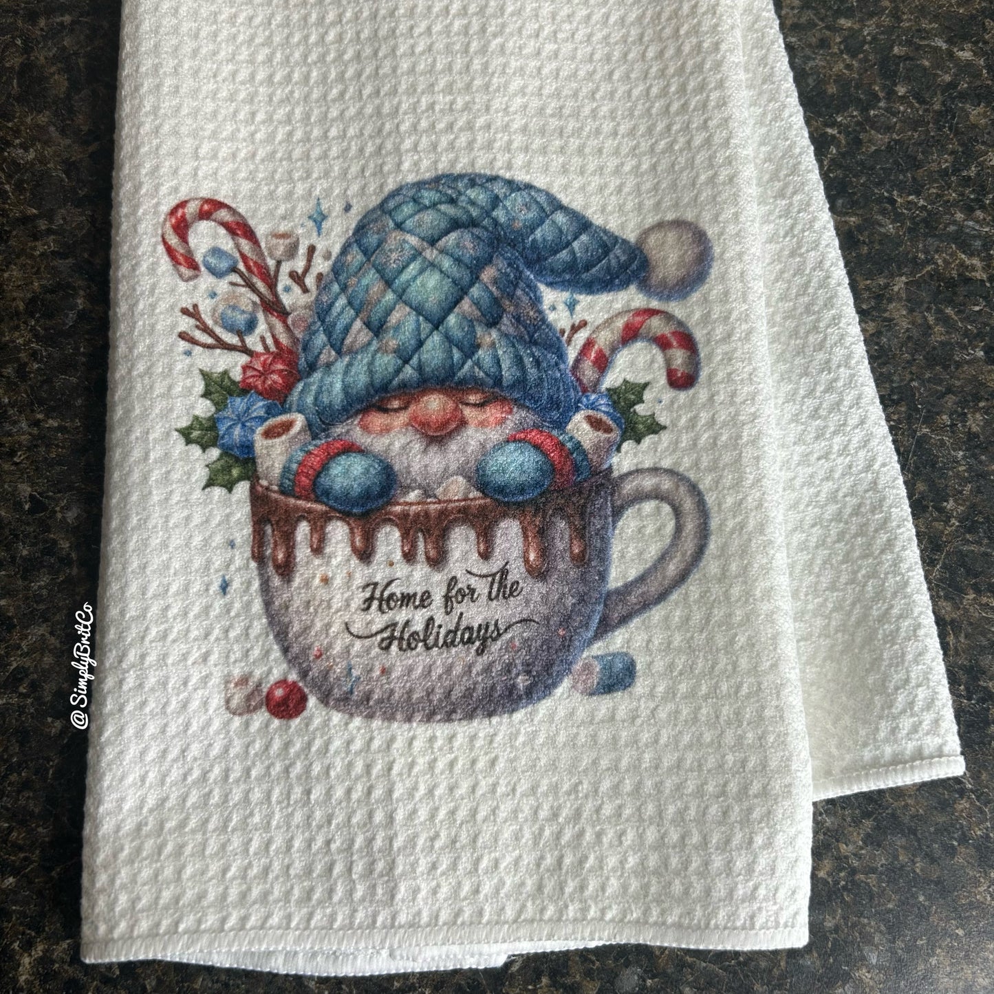 Home for the Holidays Gnome Cup Kitchen Towel - Christmas, Winter