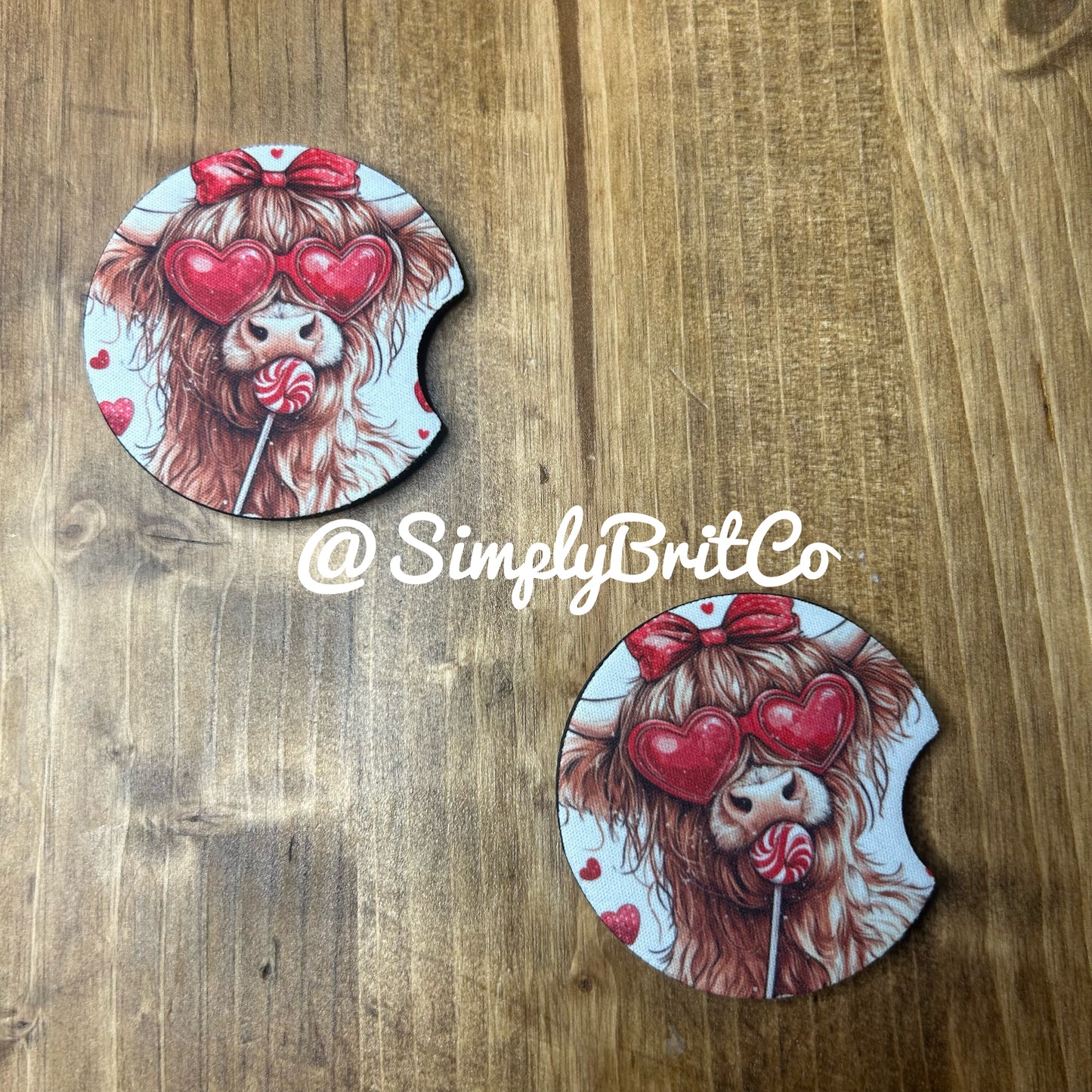 Red Highland Cow Freshie and Car Coaster