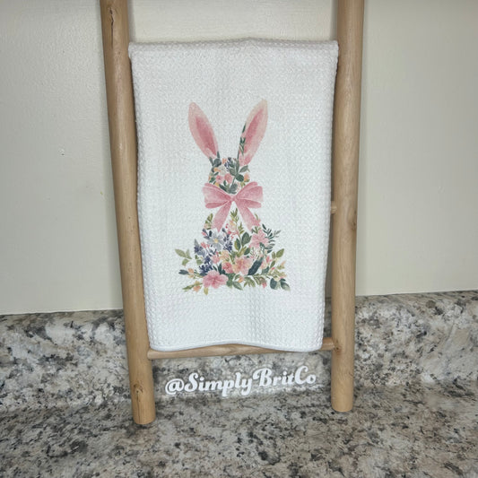 Floral Bunny Kitchen Towel | Easter Home Decor | Spring