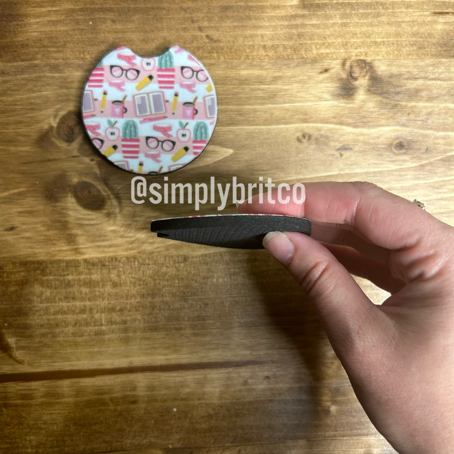 Pink Teacher Set of 2 Car Coaster