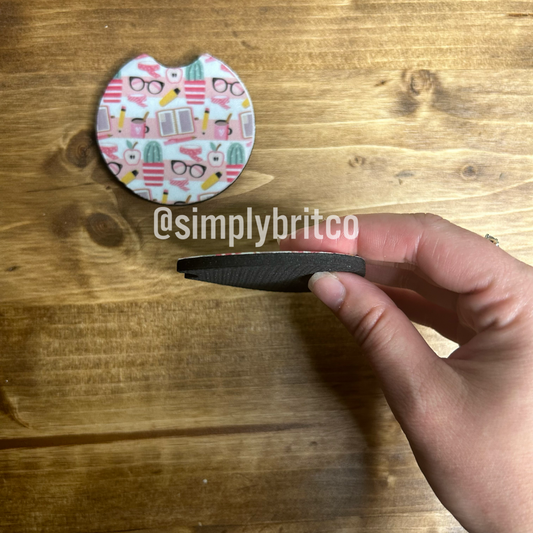 Pink Teacher Set of 2 Car Coaster