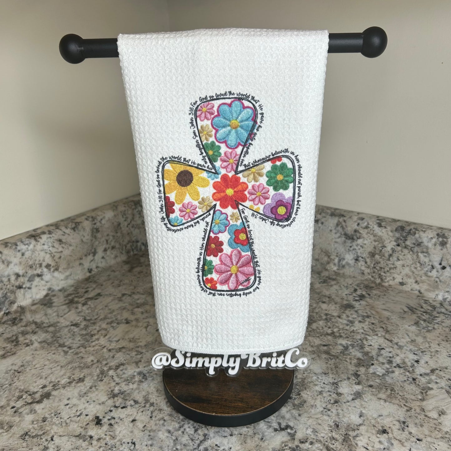 Cross Hand-stitch Look Towel | Easter Home Decor | Religious