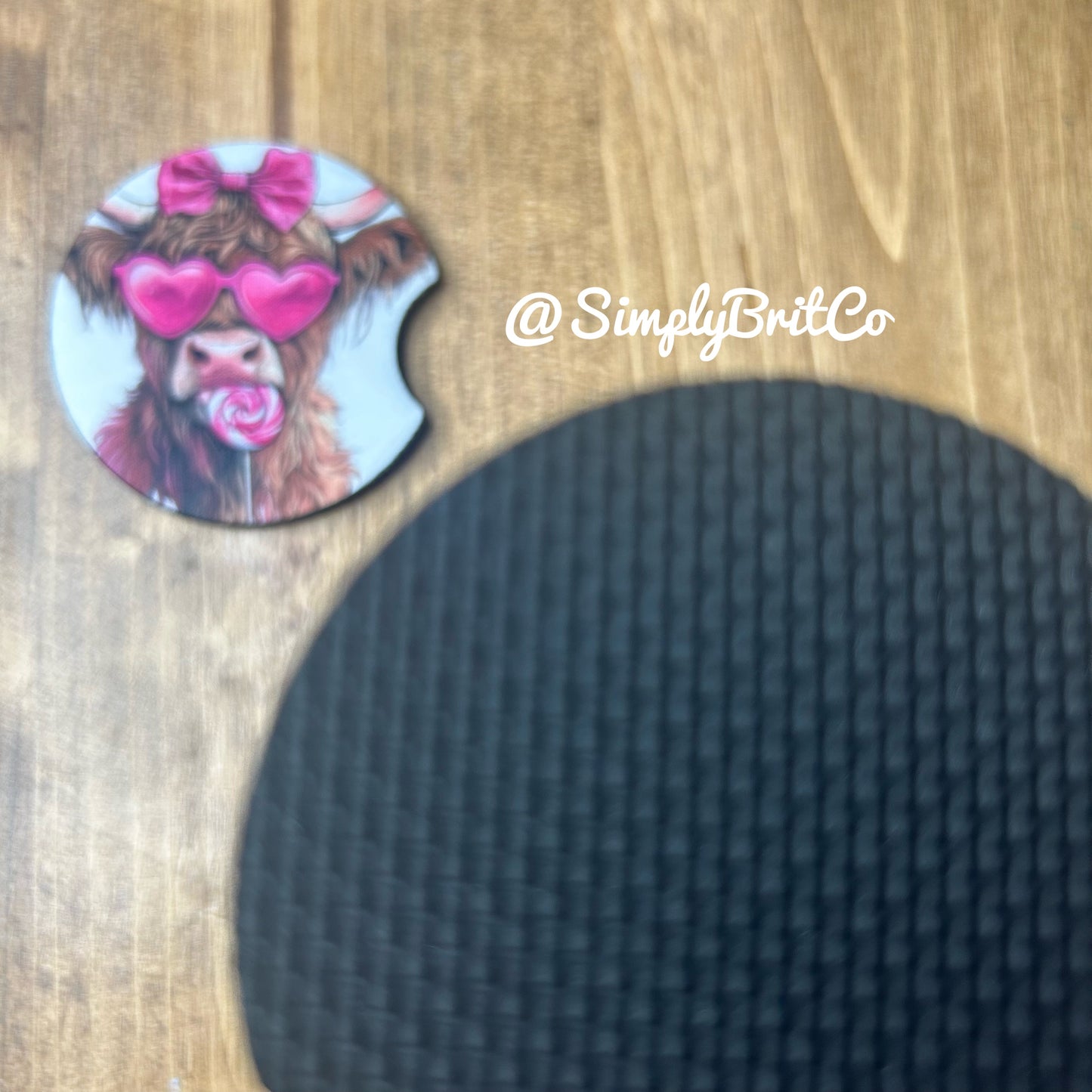 Pink Highland Cow Freshie and Car Coaster