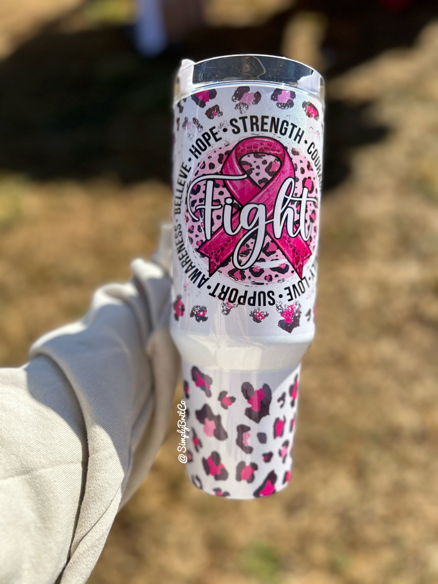 Cheetah Breast Cancer 40oz Tumbler