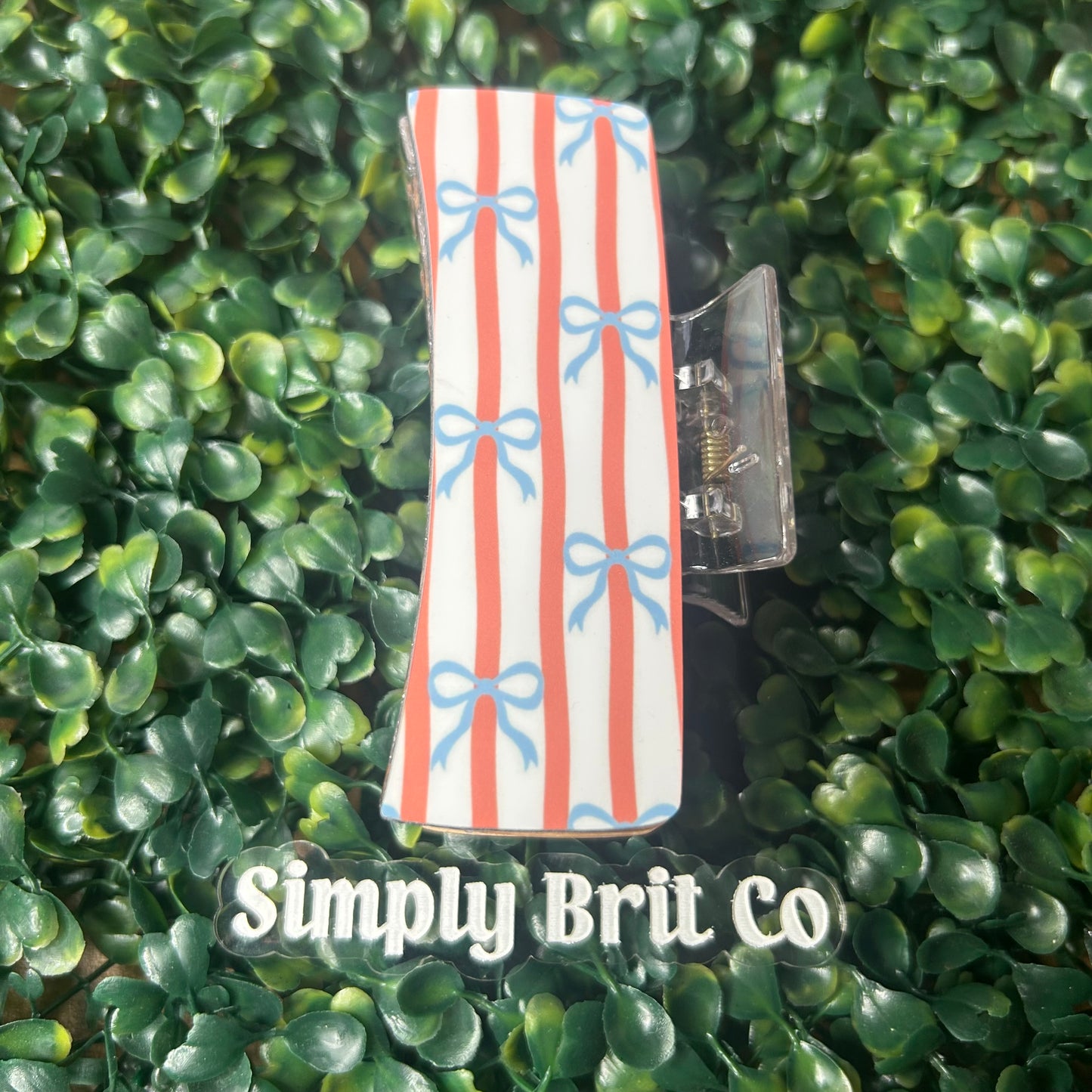 Retro Bows and Stripes Large Claw Clip