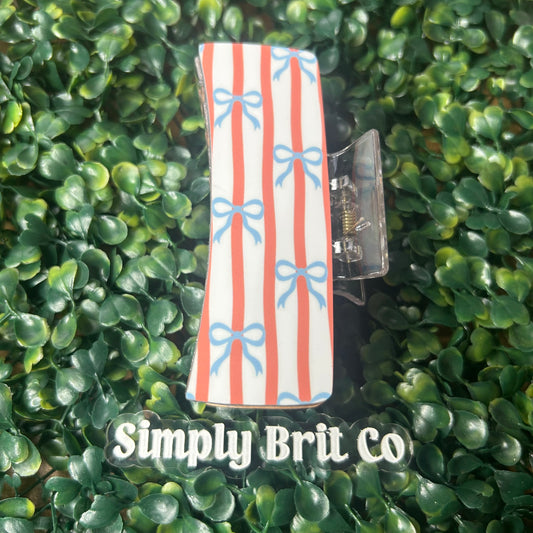 Retro Bows and Stripes Large Claw Clip
