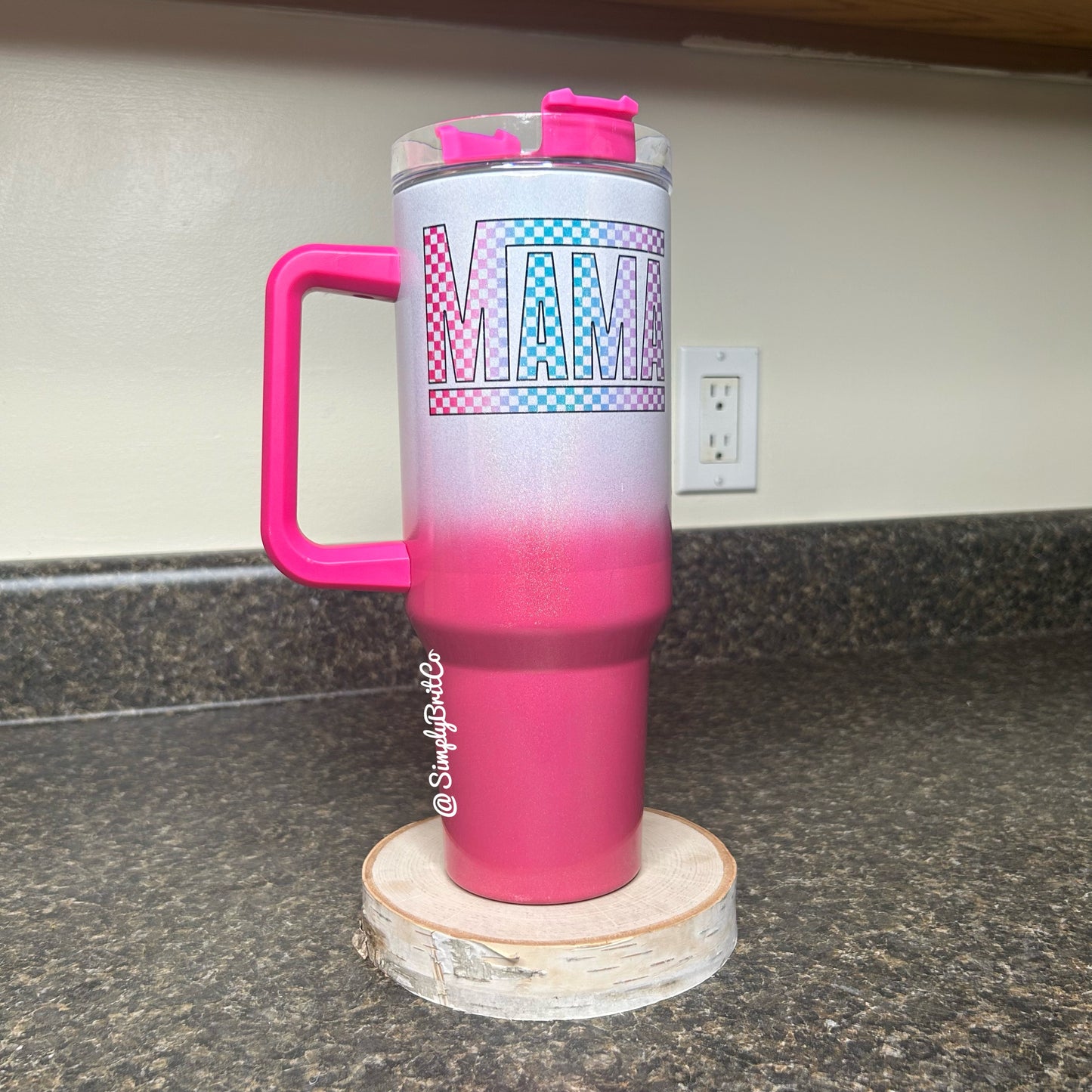 Checkered Mama 40oz Tumbler | Shimmer Ombre |