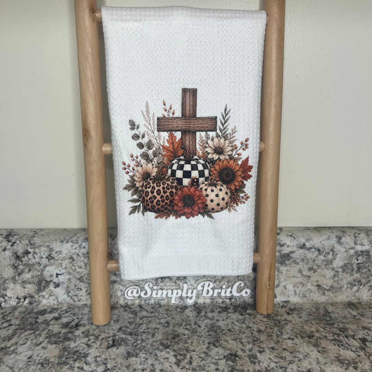 Cross and PumpkinsnFall Kitchen Towel