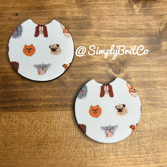 Variety of Dogs Set of 2 Car Coaster