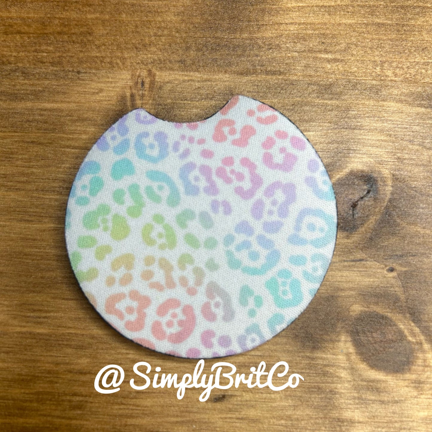 Light Multi Colored Cheetah Set of 2 Car Coasters