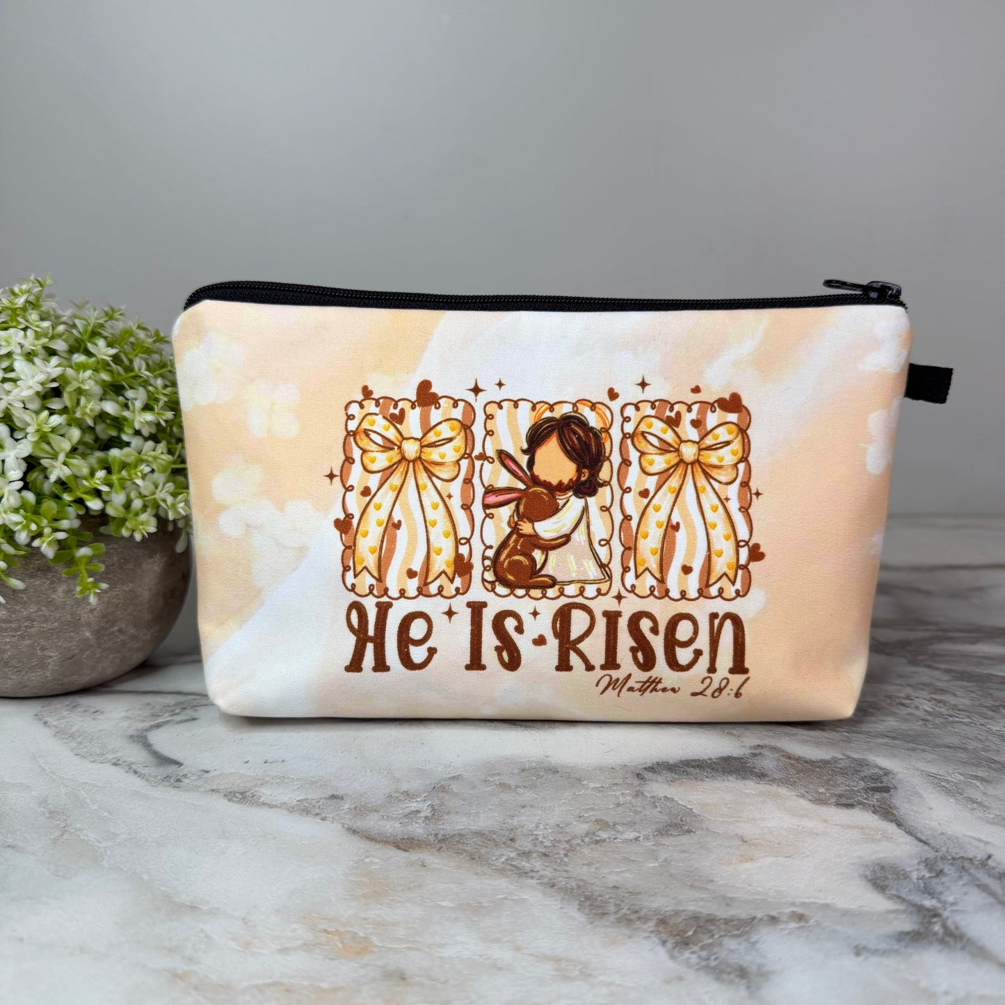 Pouch - Easter Religious - He Is Risen Beige