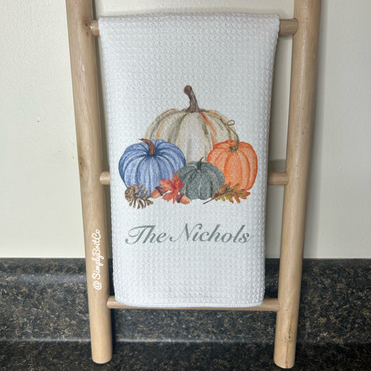 Personalized Fall Pumpkin Kitchen Towel