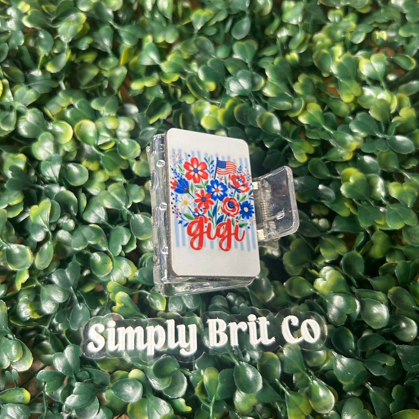 Flowers and Flag Name Small Claw Clip