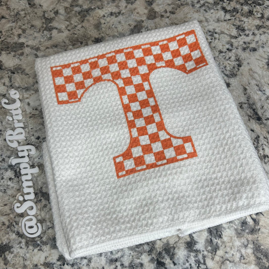 T Checkered Kitchen Towel | TN Orange