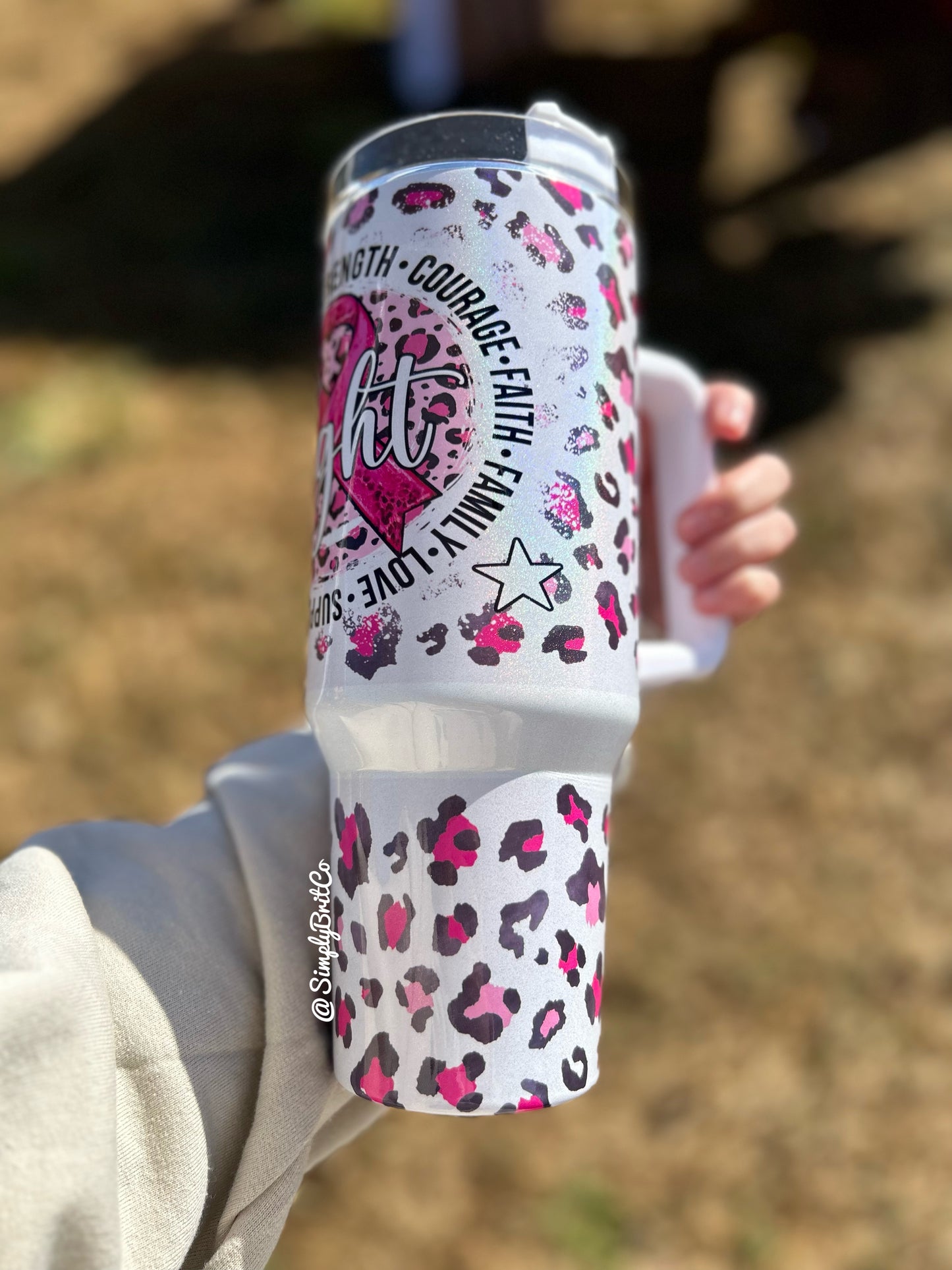 Cheetah Breast Cancer 40oz Tumbler
