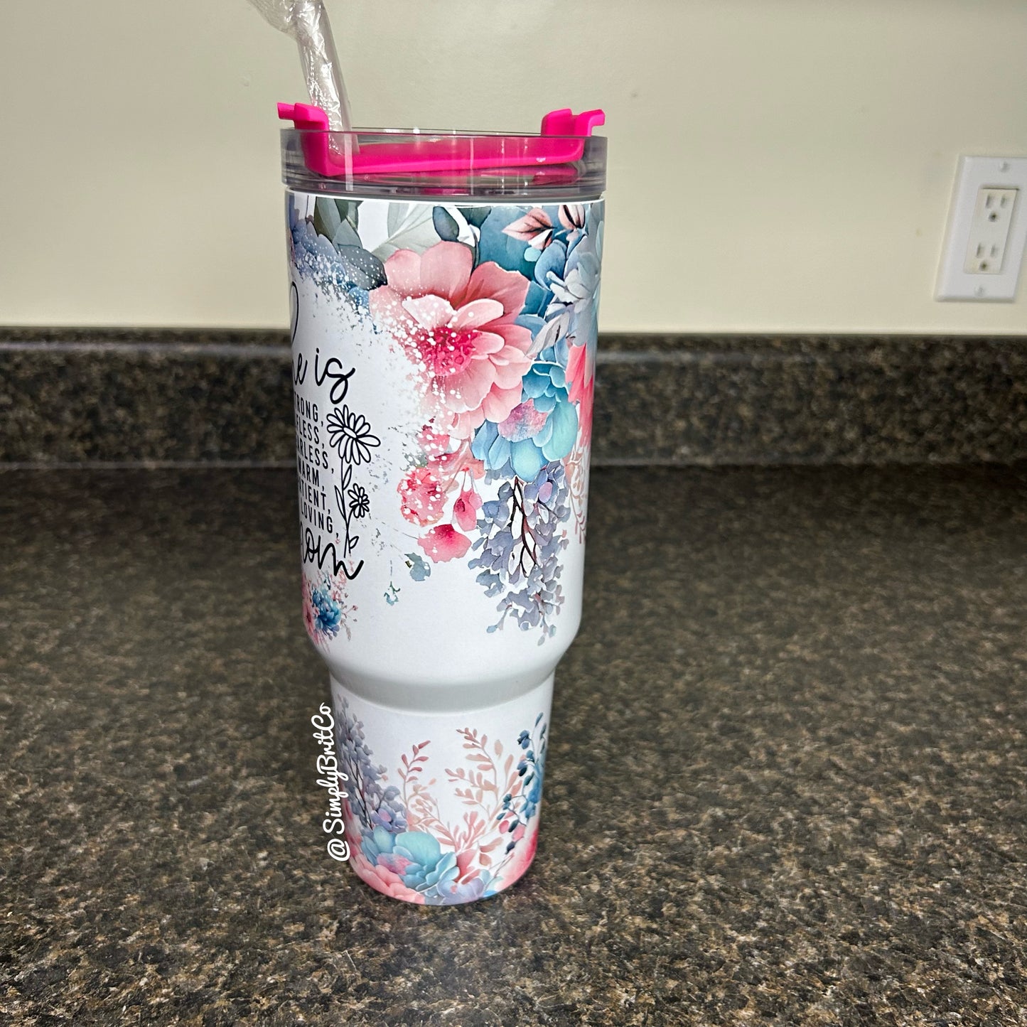 She is Mom Floral 40oz Tumbler