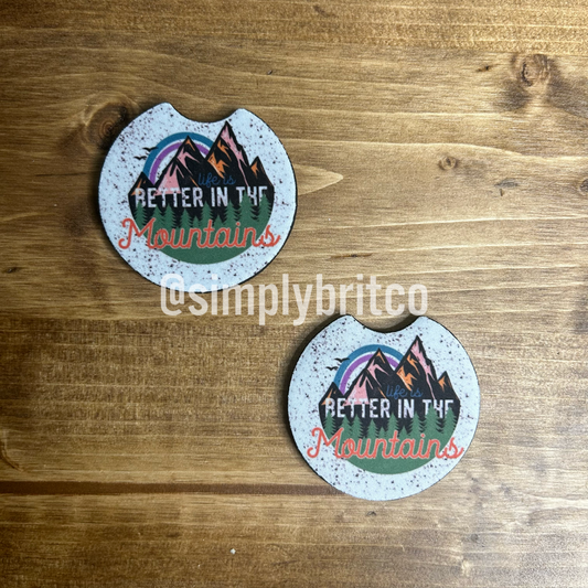 Better in the Mountains Set of 2 Car Coaster