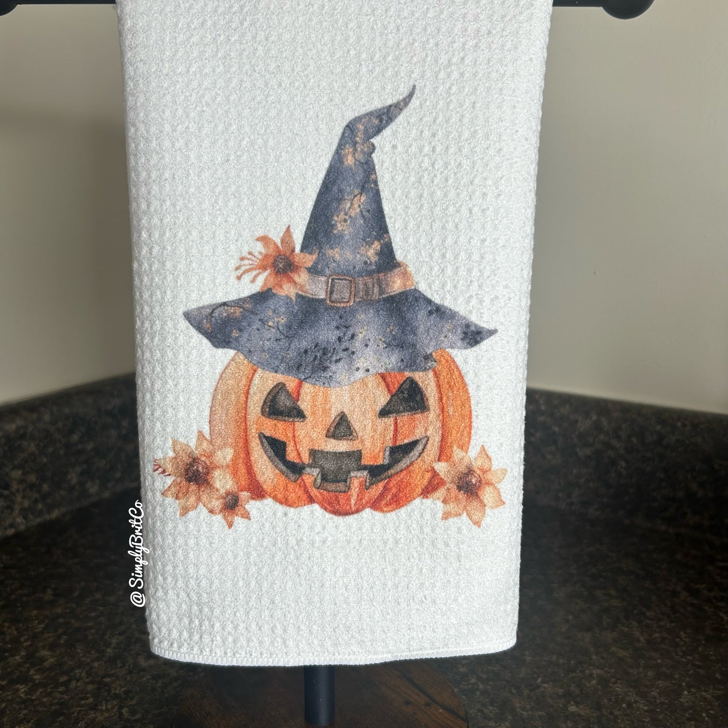Pumpkin Witch Kitchen Towel - Halloween and Fall