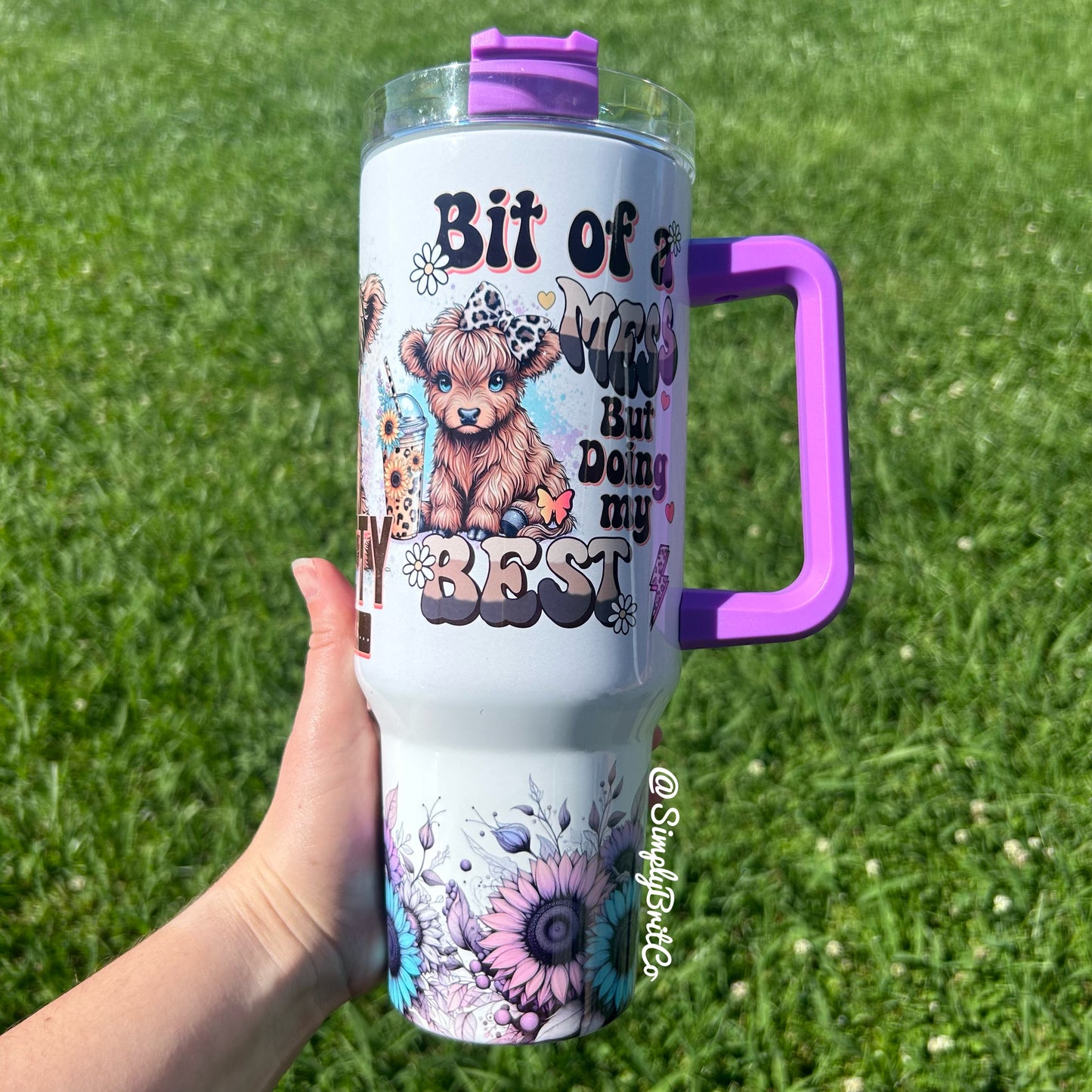 Highland Cow Coffee Anxiety 40oz Tumbler | Floral