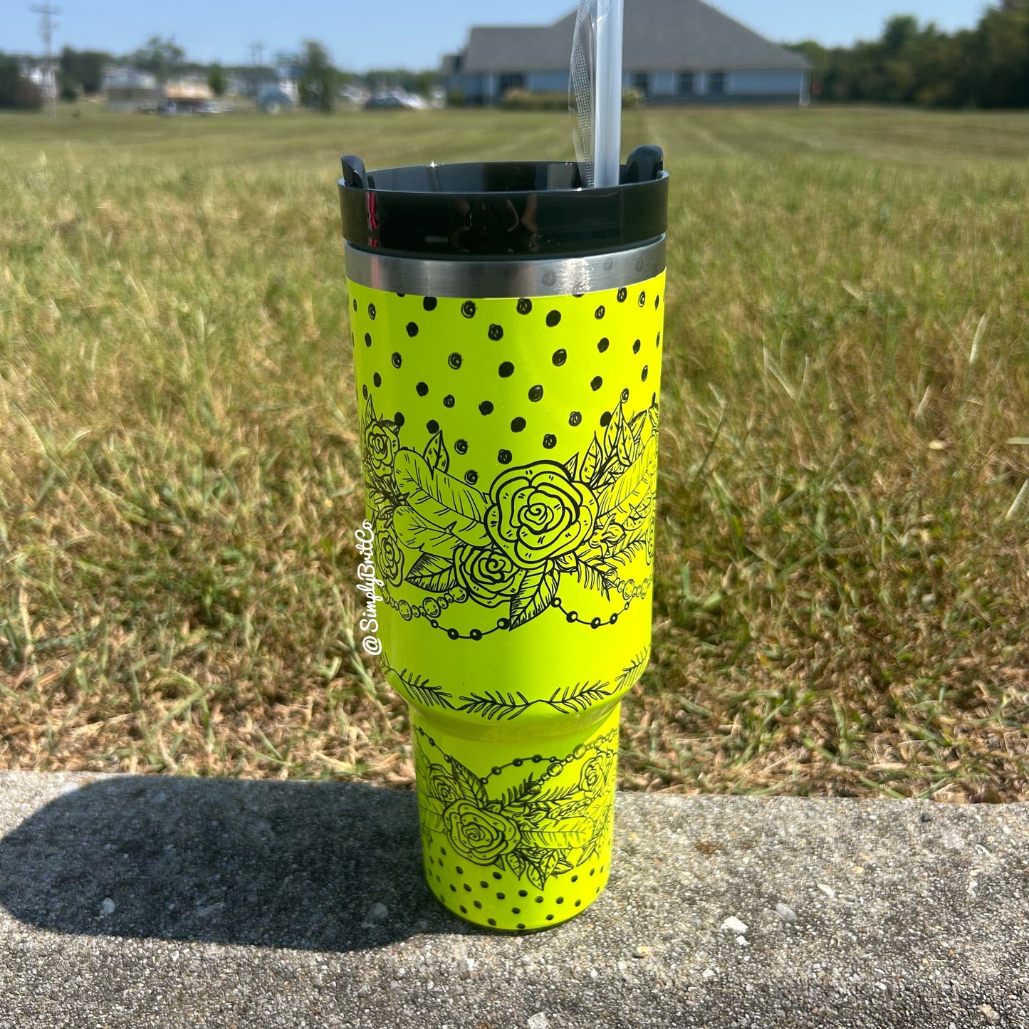 Floral and Polka Dots 40oz Tumbler | Neon Tumbler