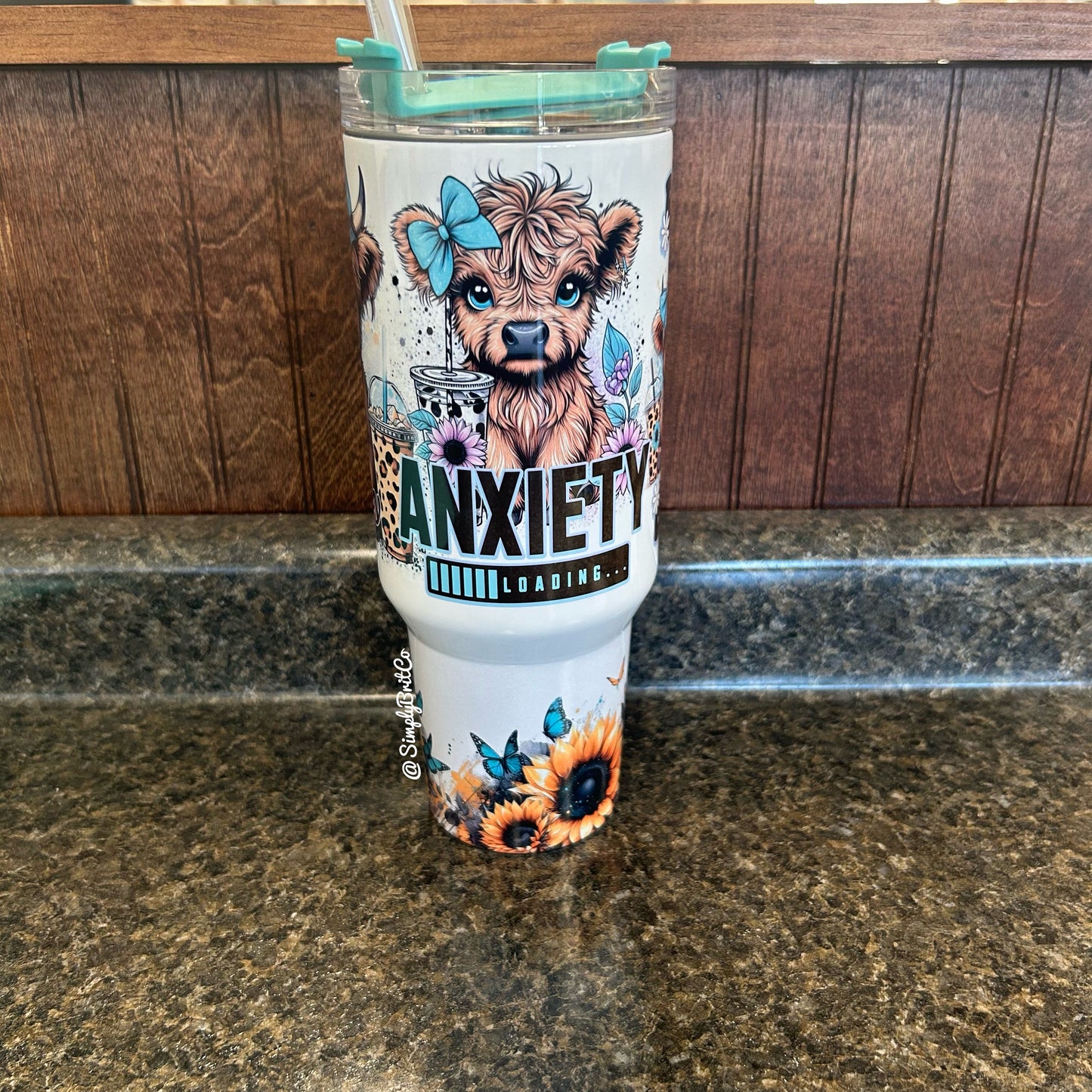 A Bit of a Mess Highland 40oz Tumbler | Anxiety | Perosnalization