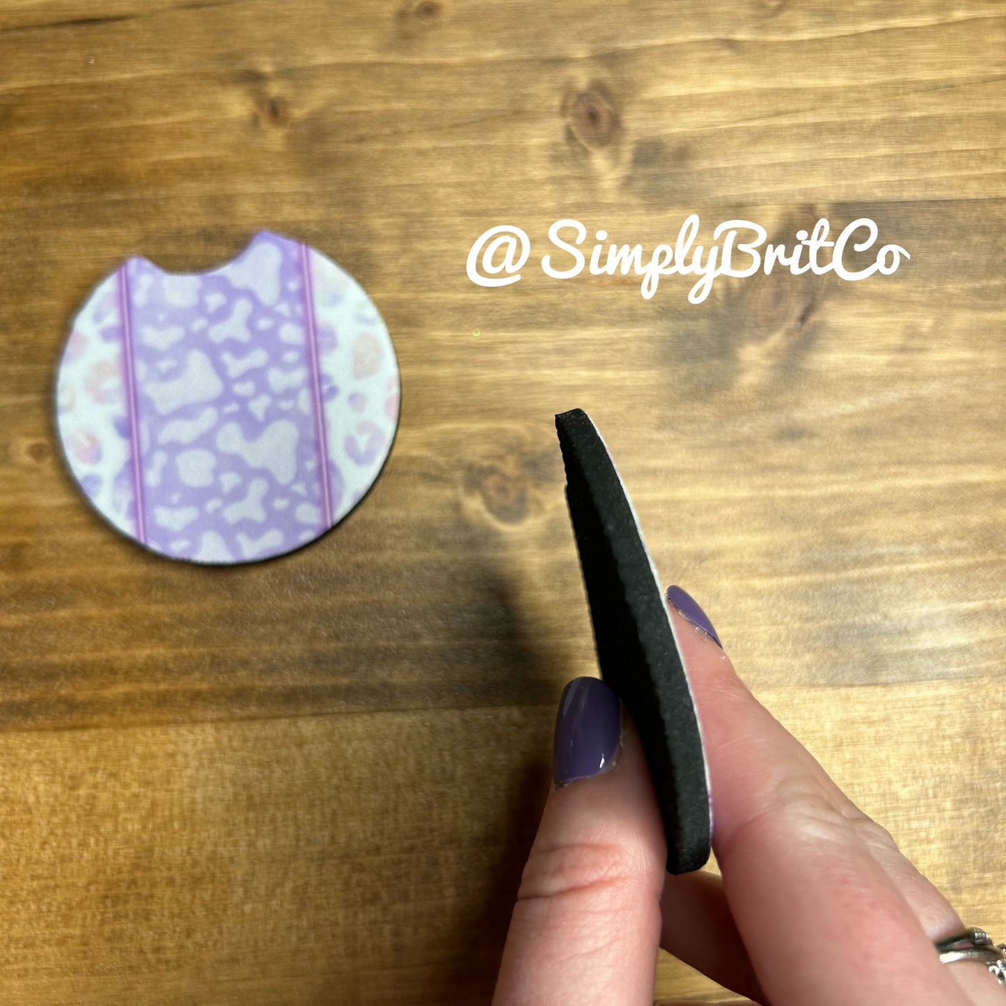 Purple Watercolor Set of 2 Car Coasters