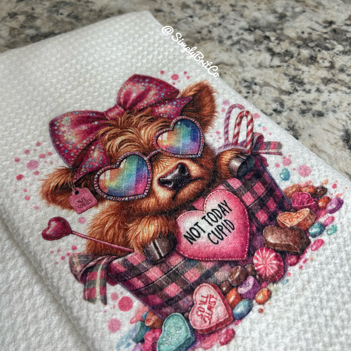Not Today Cupid Highland Cow Kitchen Towel