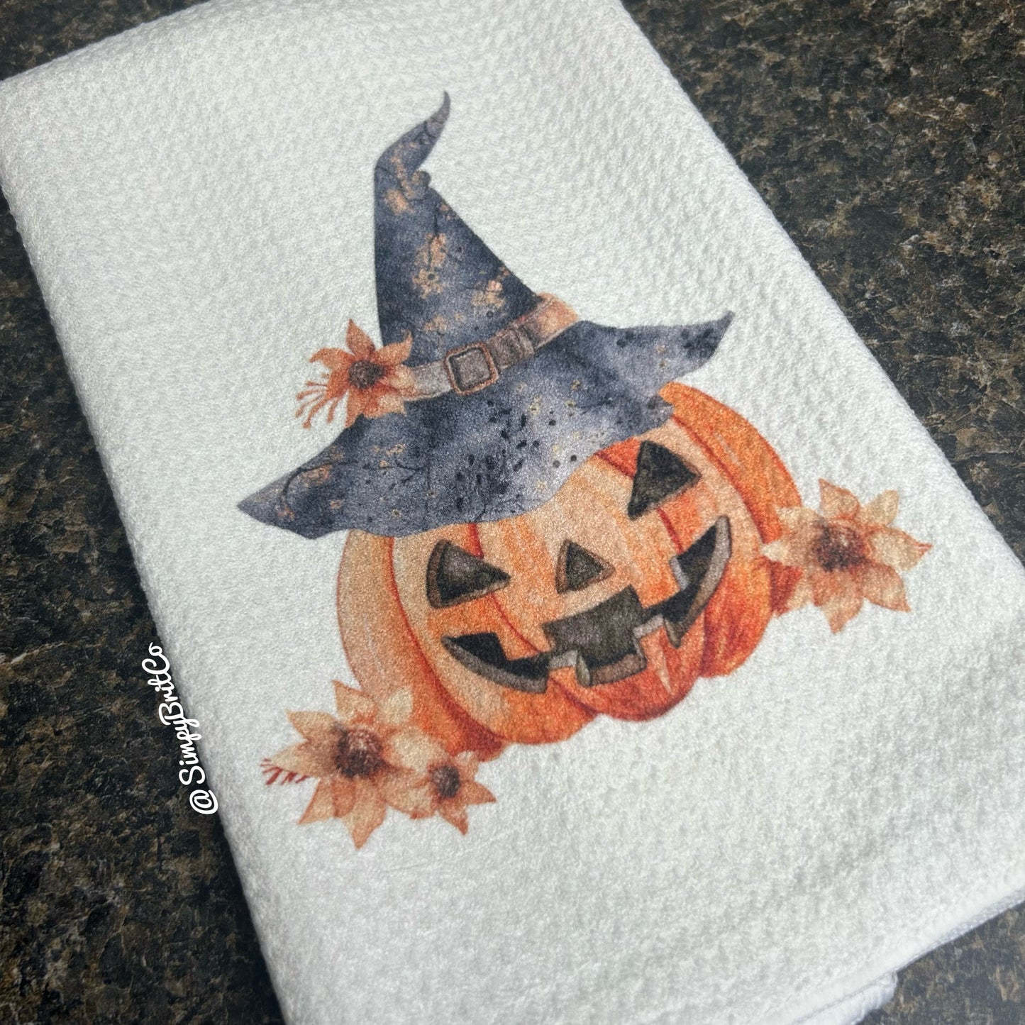 Pumpkin Witch Kitchen Towel - Halloween and Fall