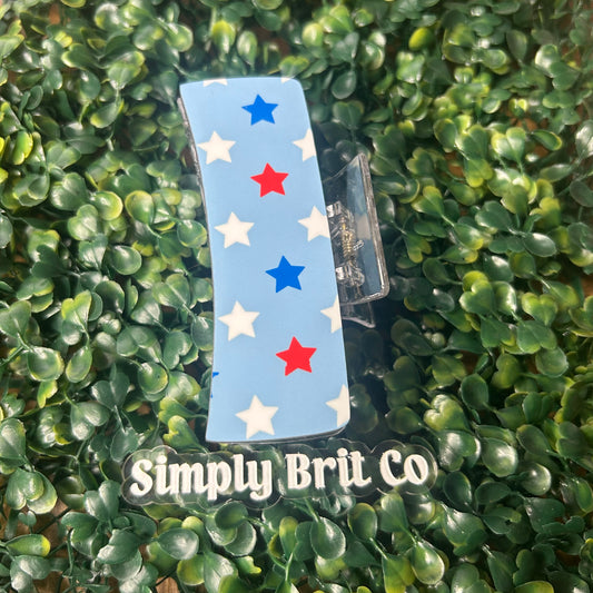 Blue Large Claw Clip and Stars