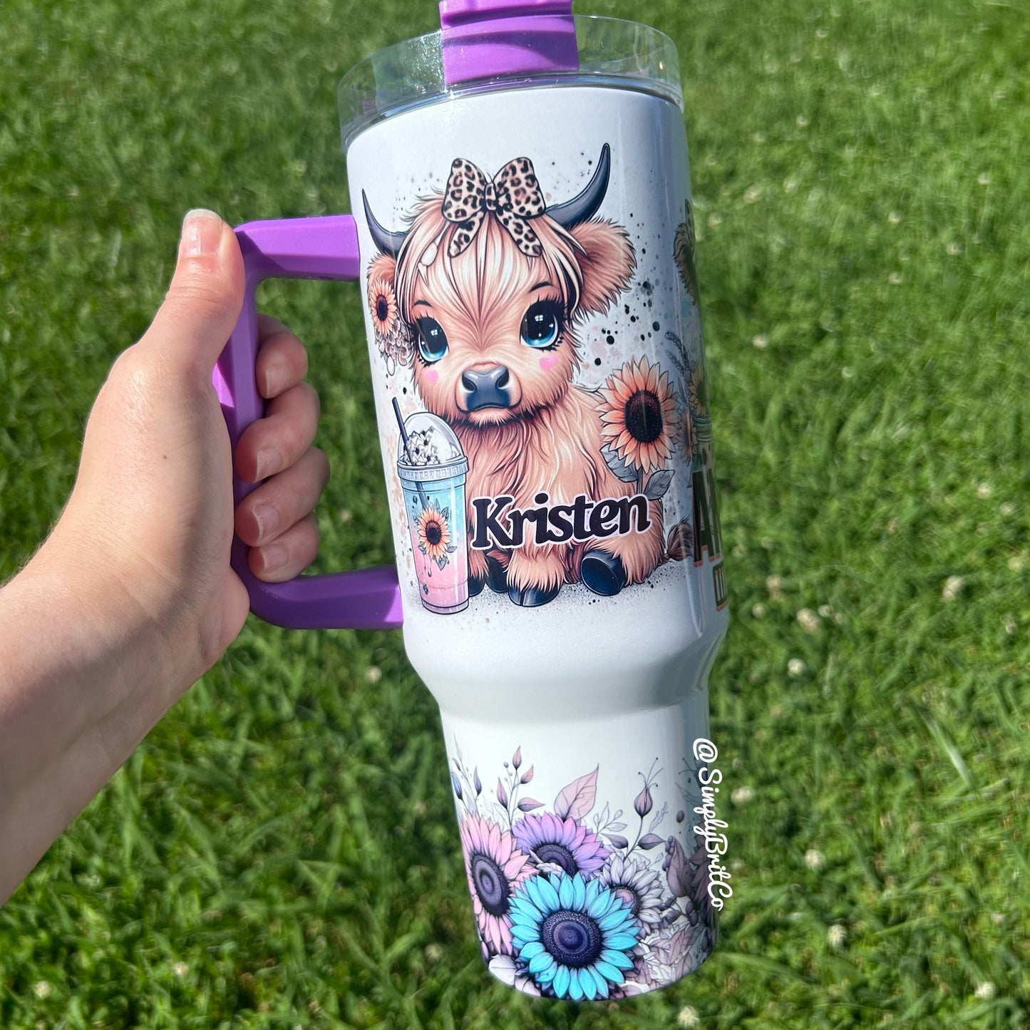 Highland Cow Coffee Anxiety 40oz Tumbler | Floral