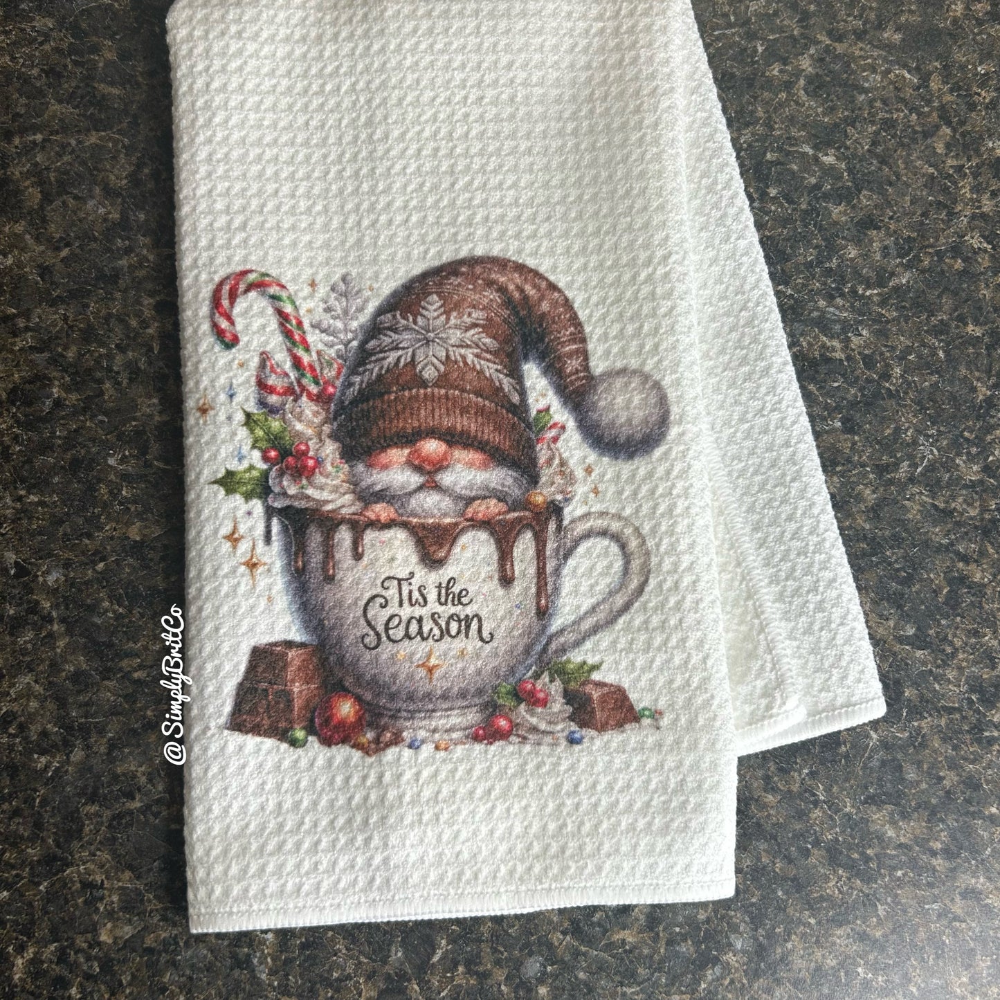 Tis The Season Gnome Cup Christmas Kitchen Towel