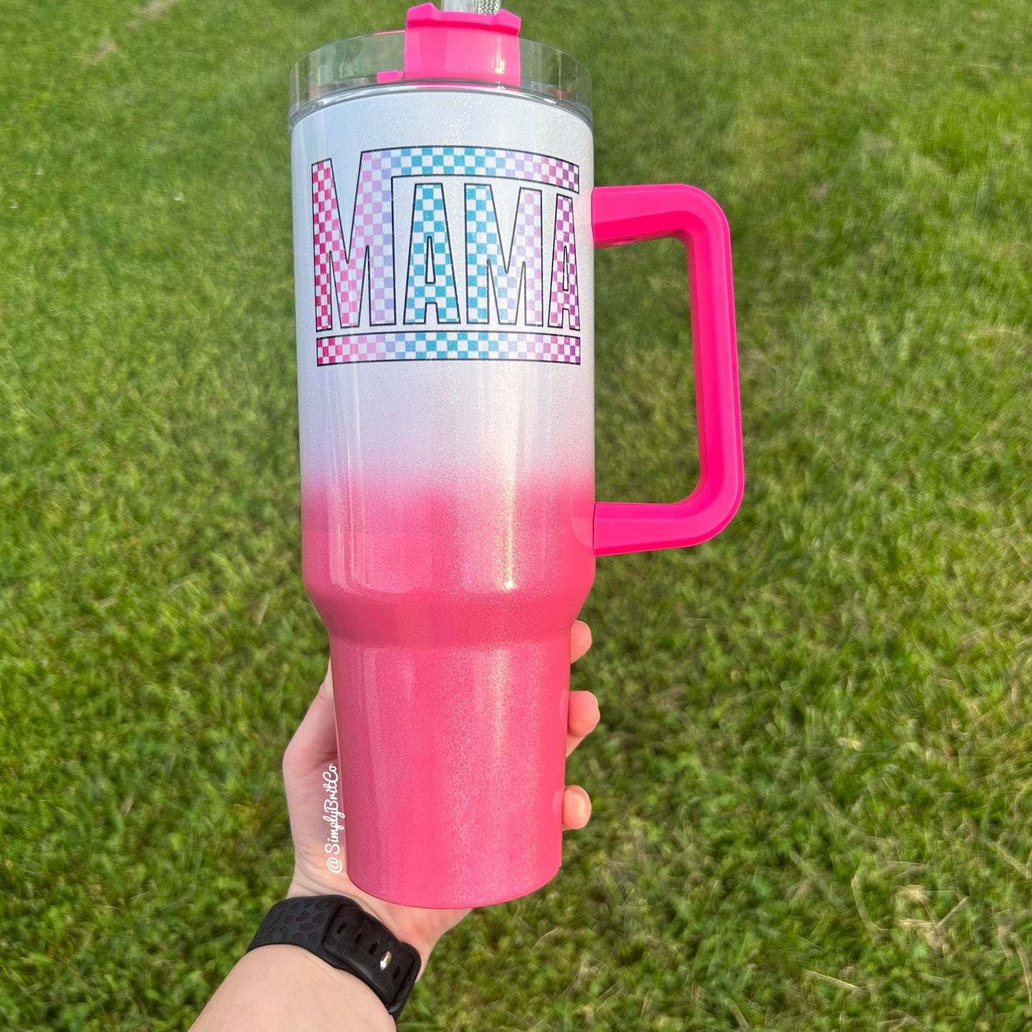 Checkered Mama 40oz Tumbler | Shimmer Ombre |