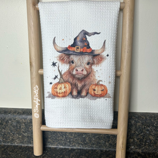 Highland Witch Pumpkin Kitchen Towel - Halloween