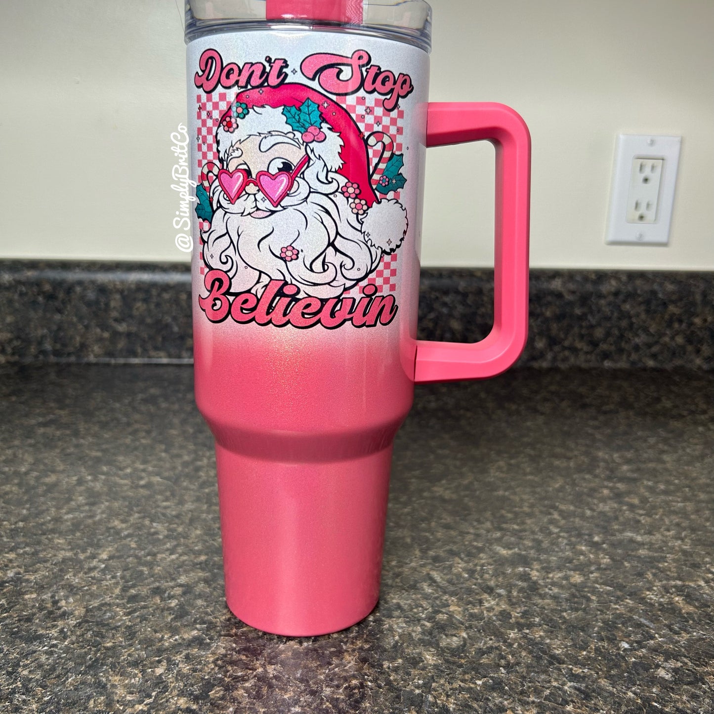Don’t Stop Believin 40oz Tumbler | Shimmer Ombre | Christmas