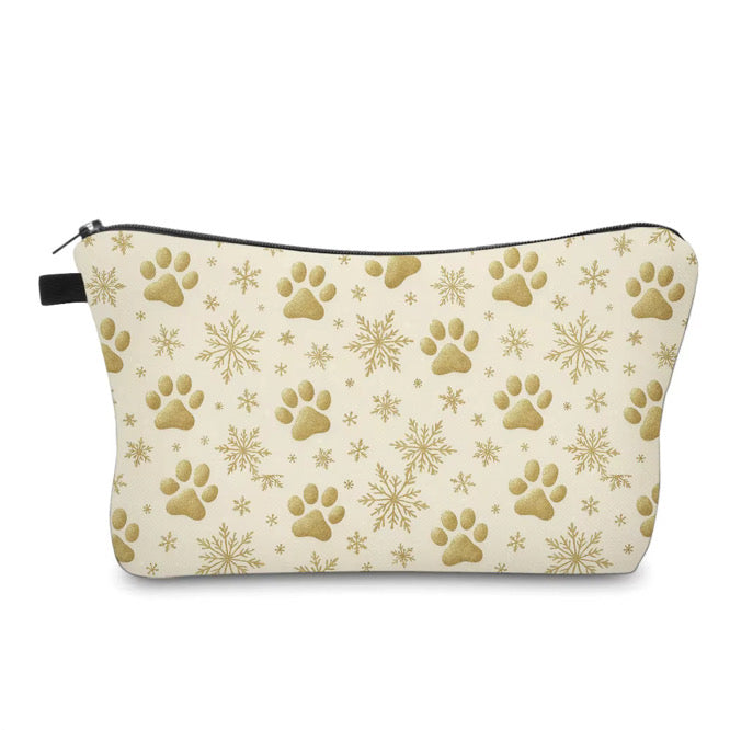 Pouch - Christmas Holiday - Dog Gold Snowflake Paw