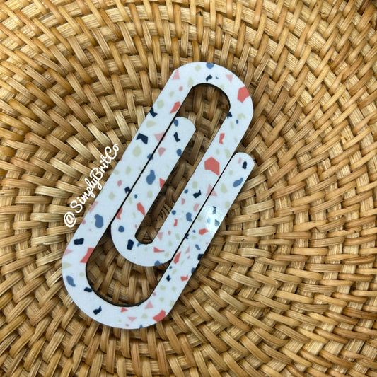 Pastel Speckled Jumbo Paperclip Bookmark | Jumbo Paper Clip for office, school, or the avid book reader in your life |