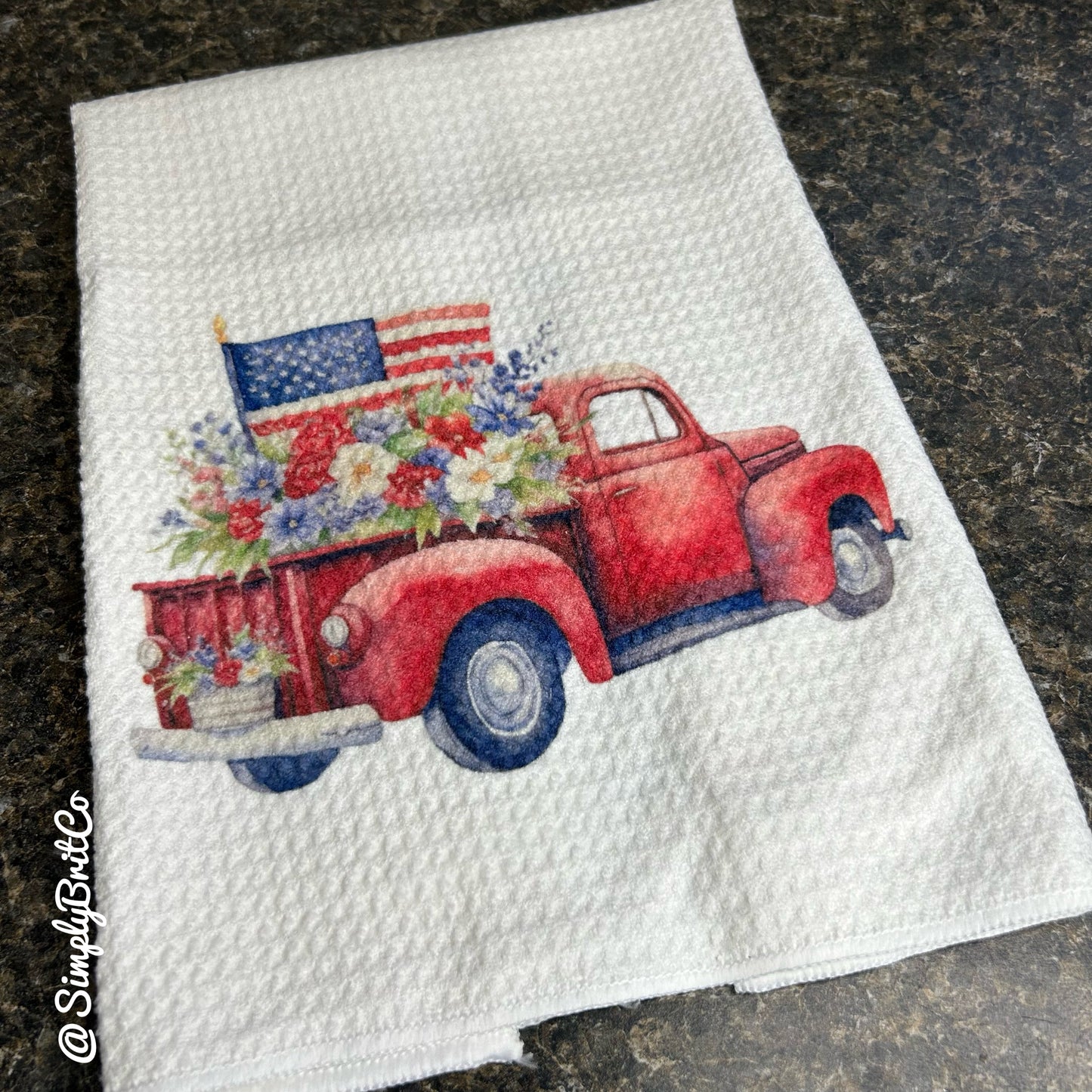 Red Truck Patriotic Kitchen Towel | Ready To Ship