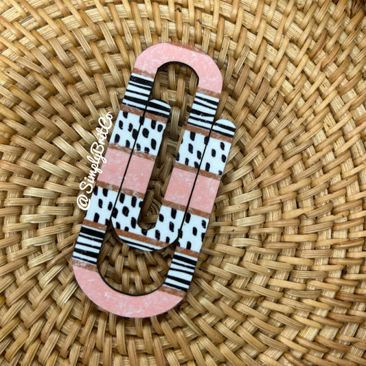 Pink Stripe and Polka Dot Jumbo Paperclip Bookmark | Jumbo Paper Clip for office, school, or the avid book reader in your life |