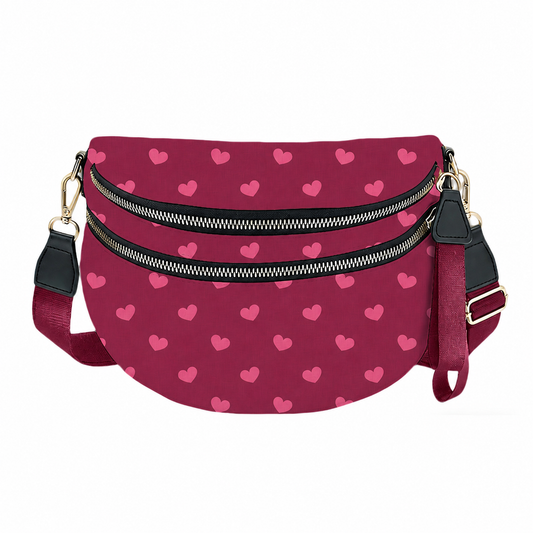 The Roni Nylon Crossbody - Maroon Heart