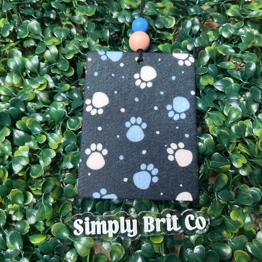 Black Background Paw Print Freshie