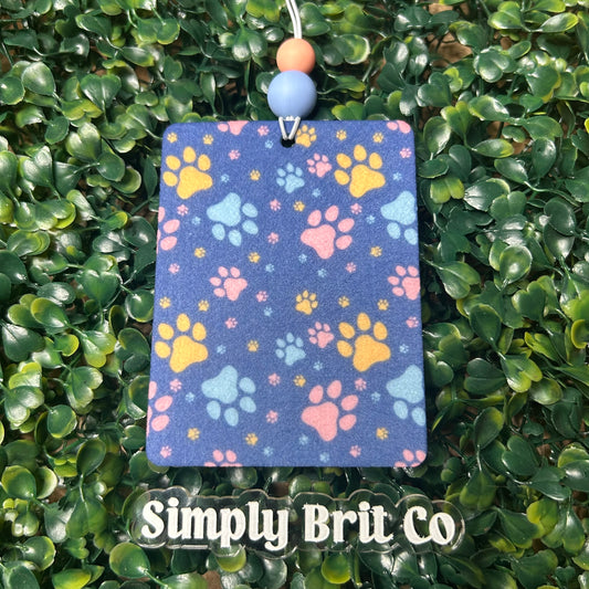 Blue Background Paw Print Freshie