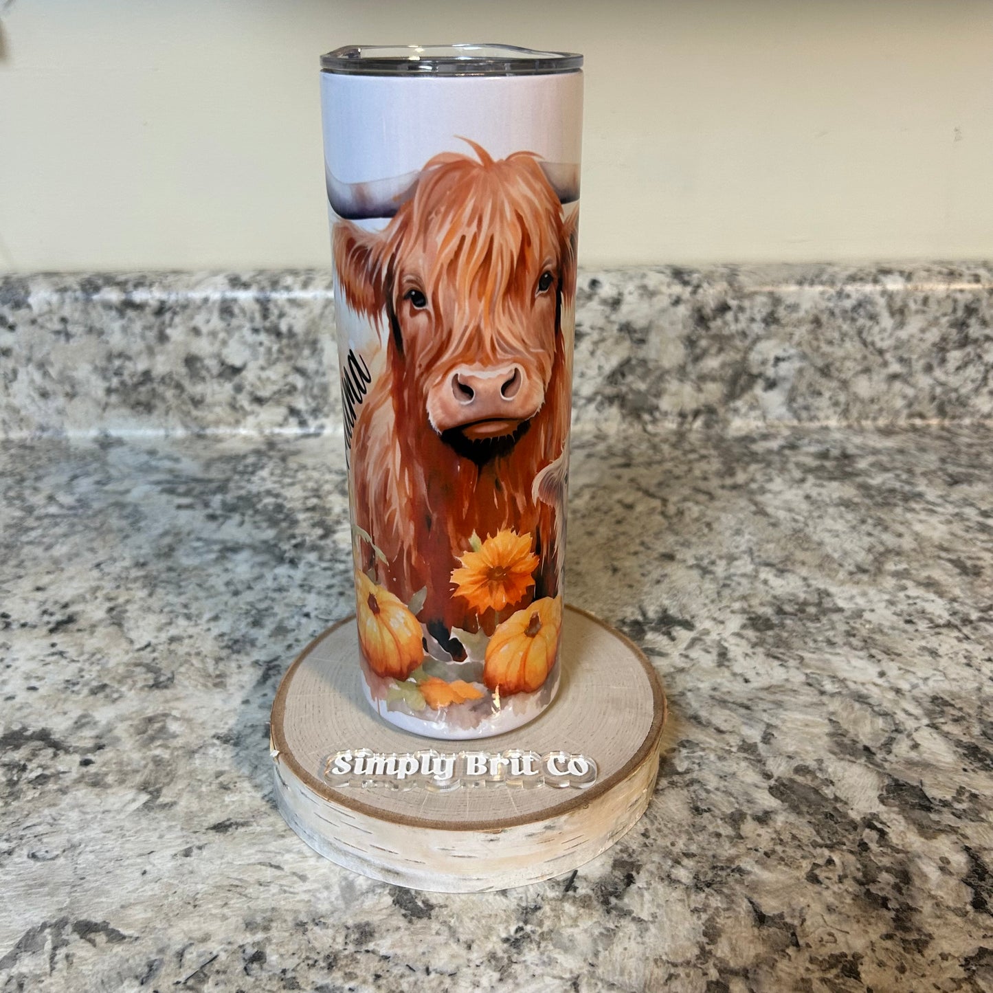 Personalized Mama Highland Cow with Baby Cow 20oz Tumbler | Pumpkin | Fall Mama