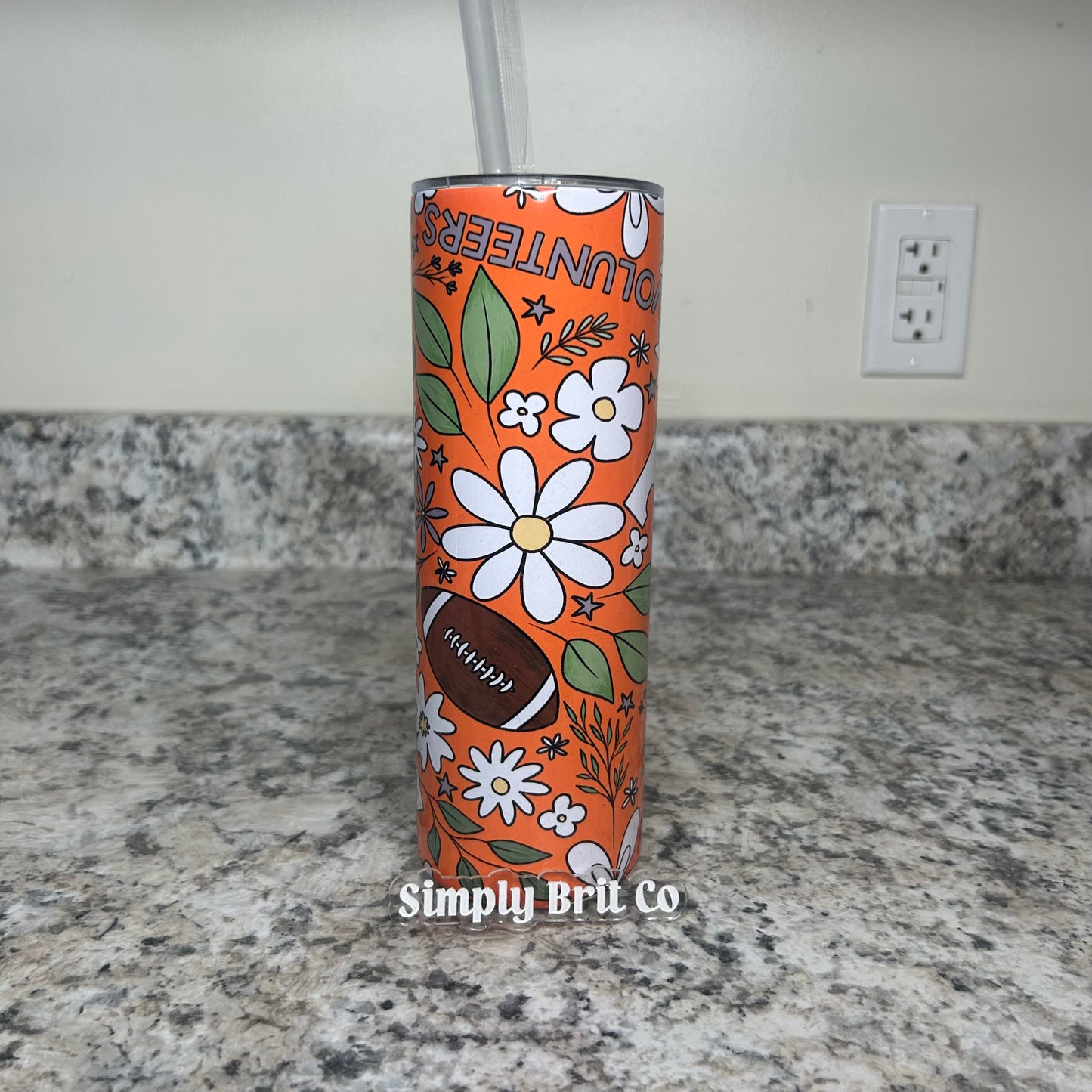 Floral Football and  Volunteer 20oz Tumbler