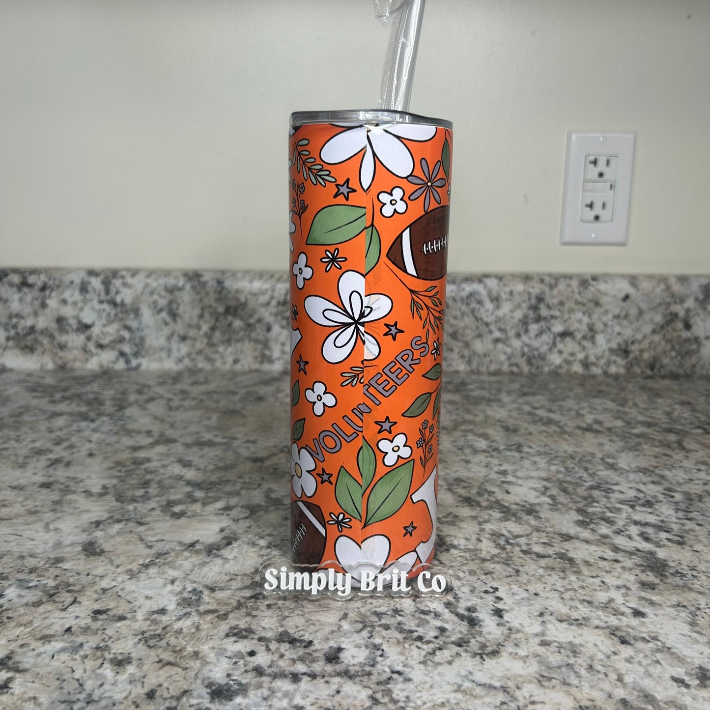 Floral Football and  Volunteer 20oz Tumbler